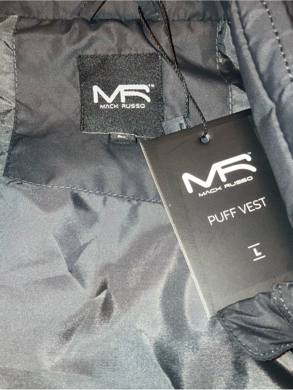 Mark Russo puffer vest, NWT , L men’s, gray